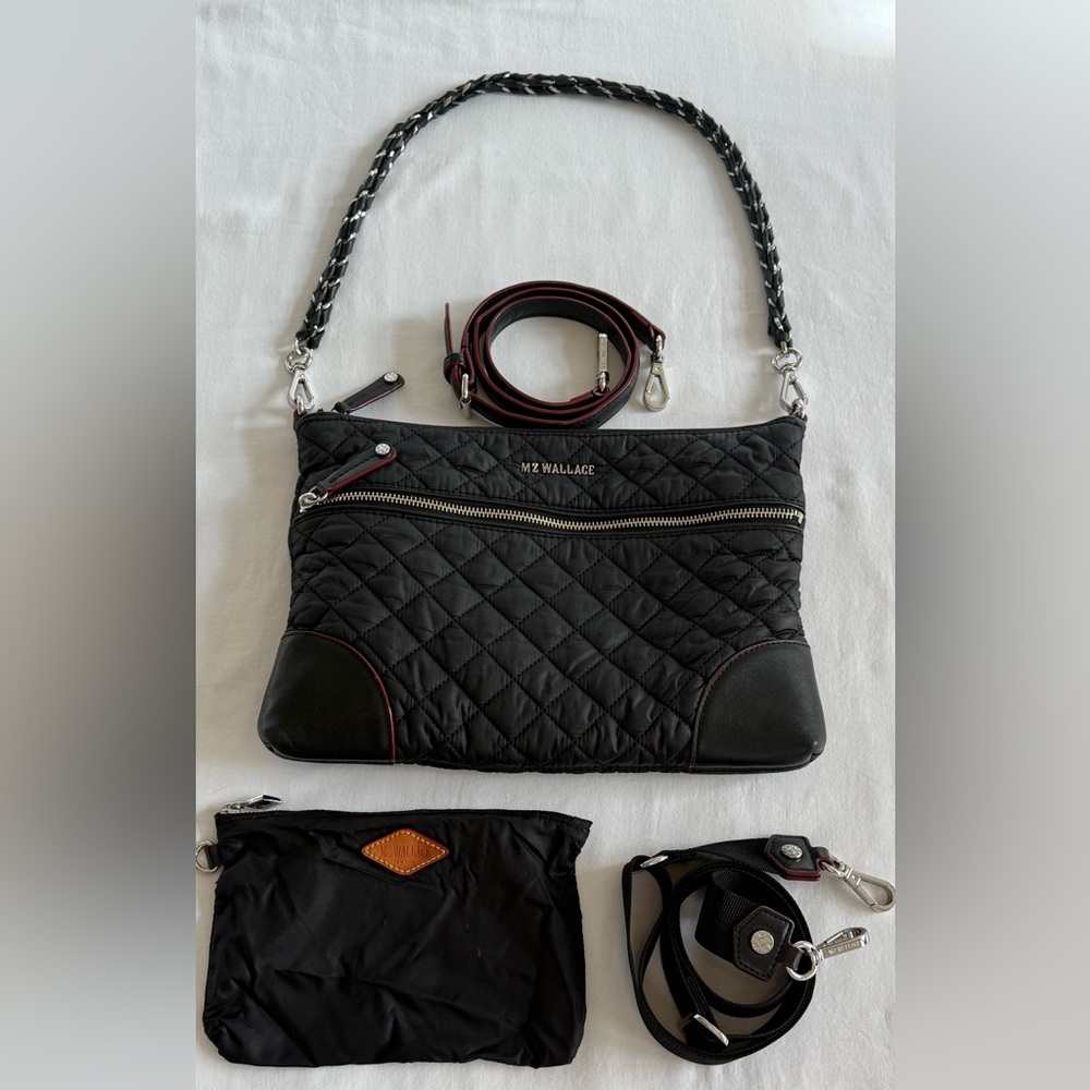 MZ Wallace Black Crosby Crossbody Bag, Gently worn, includes 3 straps and pouch